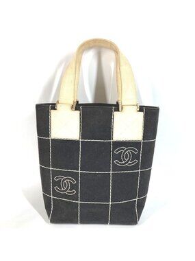 Chanel Tote CC Logo Cotton Black